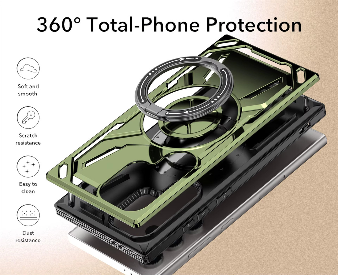 Magnetische 360 Grad drehbare Ringständer Schutzhülle für Samsung Galaxy S26 S25 S24 S23 S22 Ultra Plus in Purple und Green mit Vier-Ecken-Stoßschutz - Bild 5