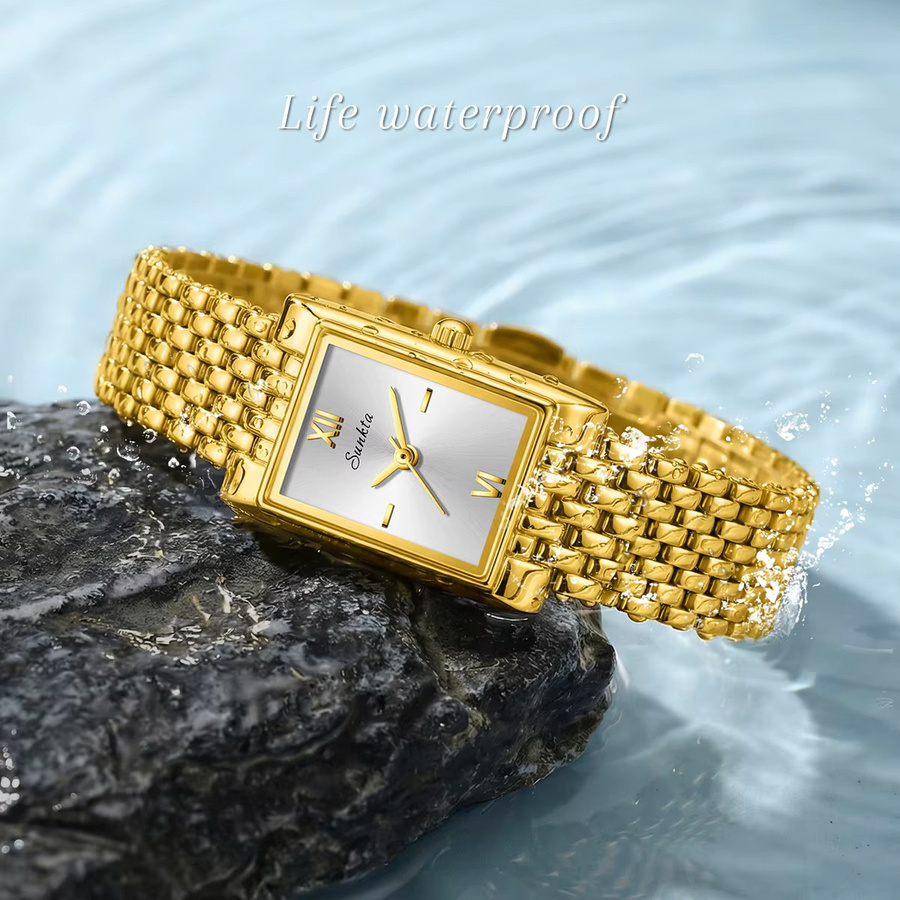 SUNKTA Armbanduhr Quarz, Edelstahl, Gold, Damen - Bild 2