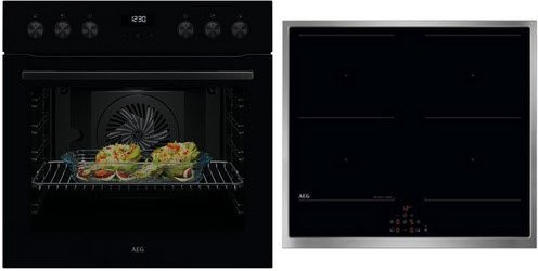 AEG Herdset mit Induktionskochfeld OU5AE20AK und TX64IM00XB in Schwarz/Edelstahl - Bild 1