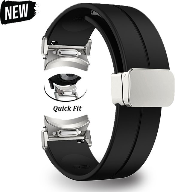 Geekthink Uhrenarmband Silikon, Magnetisches D-Schnallenarmband, Schwarz, Unisex - Bild 1