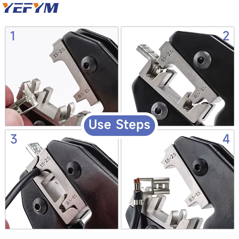 YEFYM Crimpzange YF-056FL für nicht isolierte Flaggen-Öffnungsklemmen 4,8/6,3 mm2, AWG 20-13 (0,5–2,5 mm2) - Bild 5