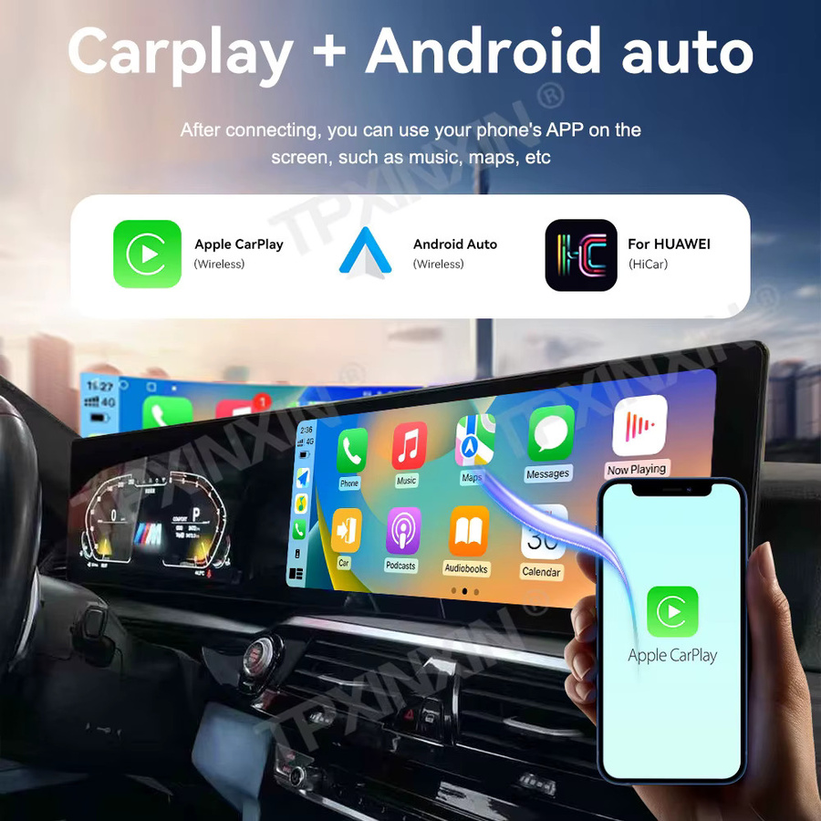 TPXINXIN Dual Screen Android Carplay Auto Radio mit GPS Navigation für BMW 5 Serie 2011 bis 2017 in Schwarz - Bild 3