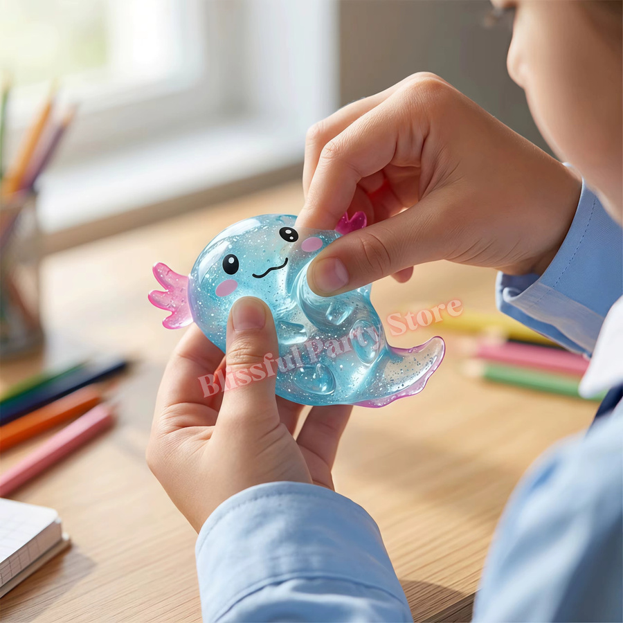 Potdemiel Axolotl Squishy Stressabbau-Spielzeug mit Glitzer, Grün - Bild 3