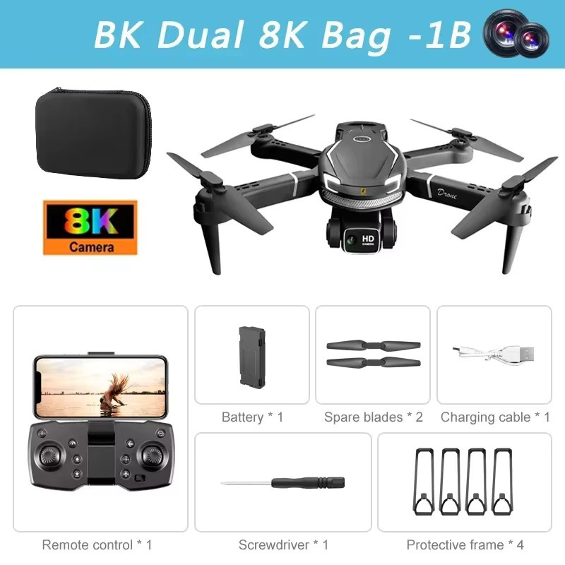 DIXSG Drohne V88 8K 5G Quadcopter mit HD-Doppelkamera in Schwarz - Bild 7