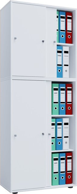 VCM Büroschrank Lona XXL mit Schiebetüren, Weiß, B/T/H: 70 x 37 x 184 cm - Bild 1