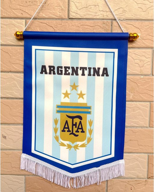 SDWEN Fußballfan Wandbehang Argentinien Banner mit Quastenfransen und Aufhängeseil in Blau - Bild 1