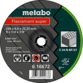 Metabo Schruppscheibe für Stein und Beton, gekröpfte Ausführung, Durchmesser: 230 mm, Dicke: 6 mm, Bohrungs-Ø: 22,23 mm, 10 Stück - Bild 1