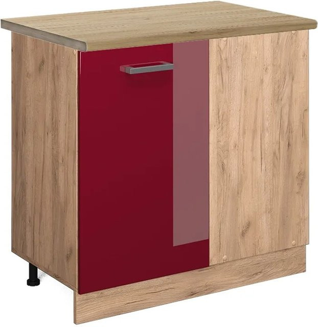 Vicco Eckunterschrank R-Line Bordeaux Hochglanz Goldkraft Eiche, Höhe: 86 cm, Breite: 60 cm, Tiefe: 81,6 cm - Bild 1