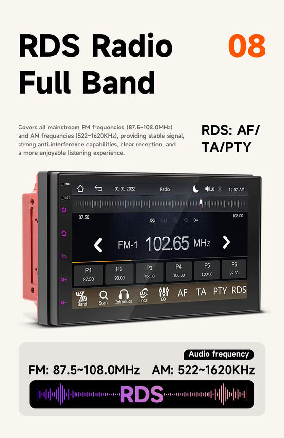 BQCC 7 Zoll Autoradio 2DIN MP5-Player mit HD Touchscreen, Bluetooth und Mirror Link - Bild 3