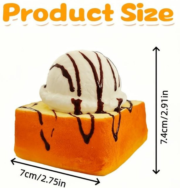 Toast Squishy Eiscreme Brot, weiches duftendes Stressabbau Spielzeug, weiß - Bild 1