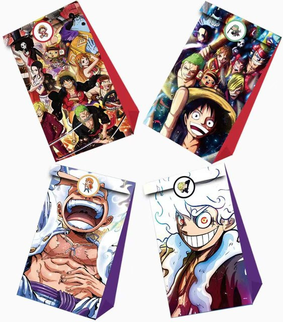 Bandai One Piece Themen-Geschenktüten mit Cartoon-Charakter-Stichmuster aus Papier in Braun und Mehrfarbig für Geburtstagspartys - Bild 1