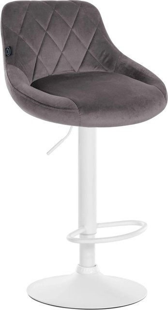 DELUKE Barhocker FALON Barstuhl aus Samt in Grau mit Lehne und 360 Grad Drehbarkeit, B/T/H: 46 x 49 x 83 cm - Bild 1