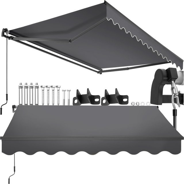 tectake Gelenkarmmarkise Ornella Dunkelgrau B/H: 250 x 200 cm - Bild 1