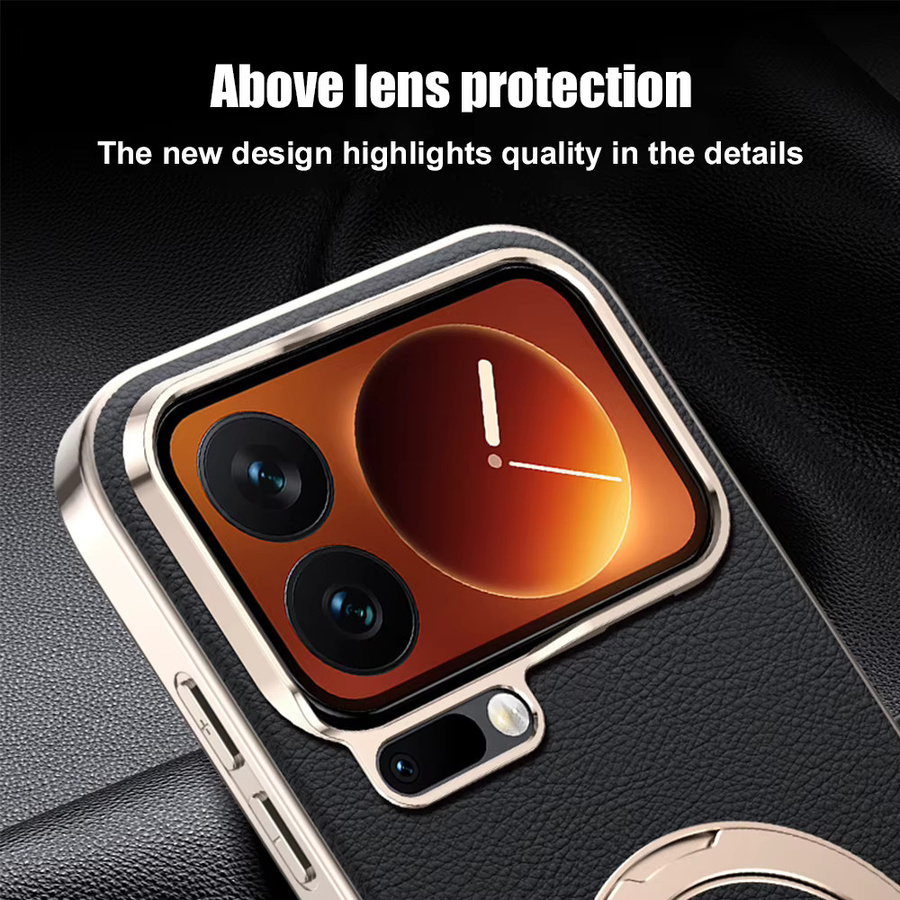 Stoßfeste TPU-Ledertasche mit 360-Grad-drehbarer Halterung für Xiaomi 17 Pro Max, 17 Pro und 17 in Orange - Bild 5