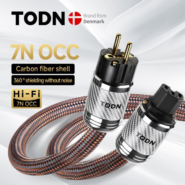 TODN HiFi-Stromkabel EU/US-Serie 7N mit versilbertem OCC-Leiter für DAC, Verstärker und Stromfilter - Bild 1