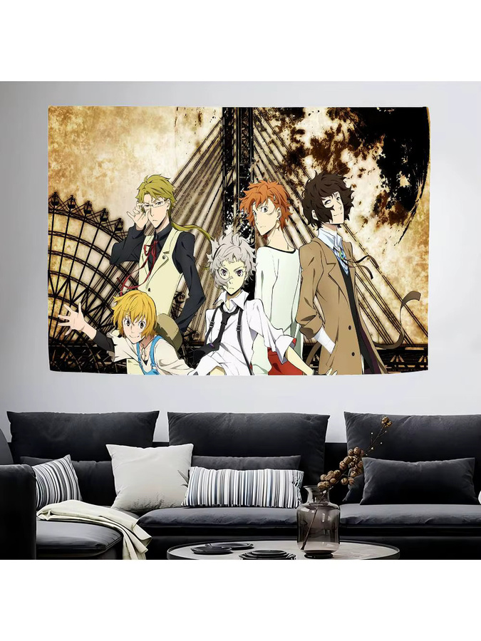 Mesuca Bungo Stray Dogs Dazai Chuuya Anime Fotohintergrund mit Blumen- und Ballon-Motiv, Mehrfarbig, B: 70 cm, H: 70 cm - Bild 6