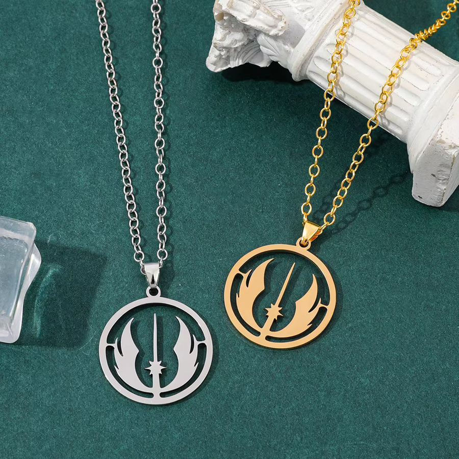 TAKARA TOMY Halskette Jedi-Orden Logo, Edelstahl, Silber, Unisex - Bild 1
