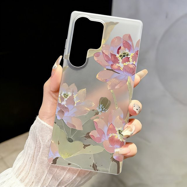 Transparente Lotusblumen-Handyhülle für Samsung Galaxy S25 Ultra S24 FE S23 A56 A55 A54 A53 A36 A35 A26 A17 A16 A07 A06 5G - Bild 1