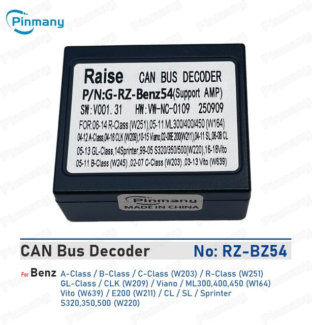 RAISE CAN Bus Decoder RZ-BZ54 für Mercedes Benz A B C R GL Klasse W203 W251 CLK W209 Viano ML300 ML400 ML450 W164 in Schwarz - Bild 1