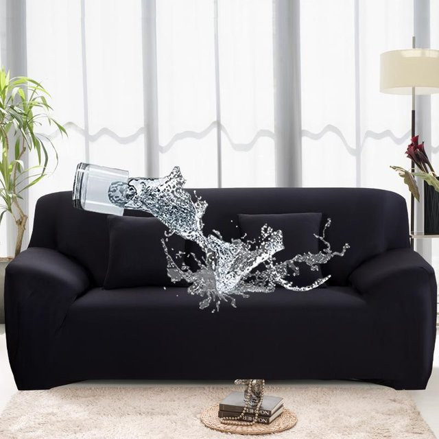 Wasserdichter Stretch-Sofabezug für 2-Sitzer in Schwarz, auslaufsicherer Möbelschutz für Kinder und Haustiere, Breite: 145-190 cm - Bild 1