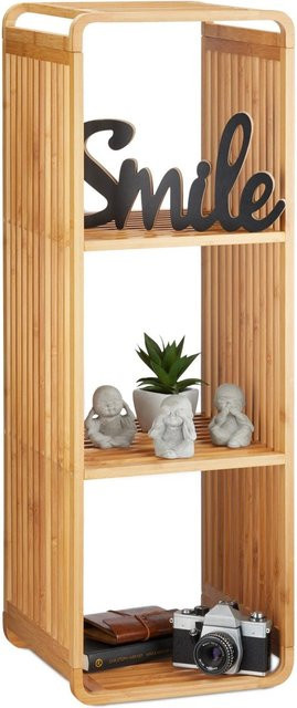 Relaxdays Bambus Regal Natur Beige mit 4 Ablagen, B/T/H: 96 x 33 x 33 cm - Bild 1