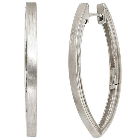 Colfem Creolen oval spitz, 925 Silber, mattiert, Ohrringe - Bild 1