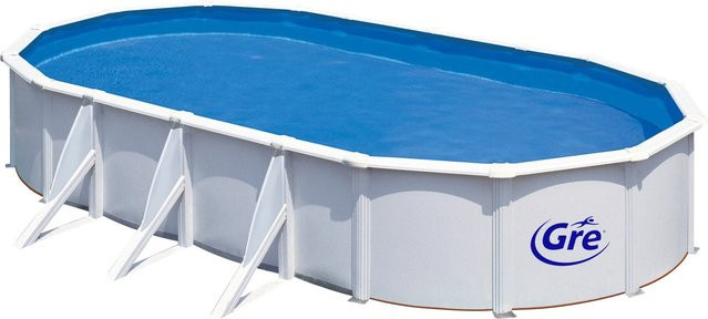 GRE Oval Stahlwand-Pool Fidji in Weiß, B/T/H: 730 x 375 x 120 cm - Bild 1