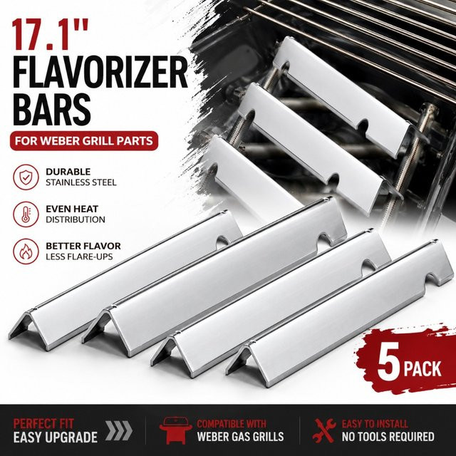 Weber Flavourizer Bars für Gasgrills Genesis II E310 320 SE-330 CSS-315 und LX 340, Silber, 17,1 Zoll - Bild 1
