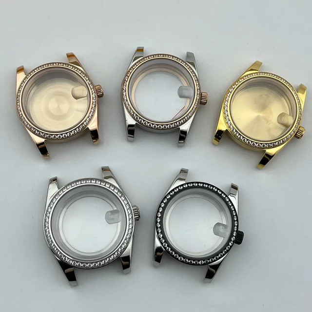 Neiton Uhren-Mod-Teile, Roségold-Gehäuse, Diamanten-Lünette, Unisex - Bild 1