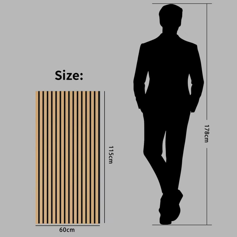 4-teiliges Set Akustikpaneele aus Holz für Wand und Decke, schallabsorbierende 3D Wandverkleidung in Holzoptik, Farbe: Braun, Breite: 60 cm, Höhe: 115 cm - Bild 8