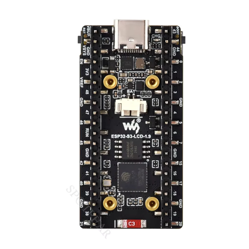 Spotpear ESP32 S3 N16R8 Entwicklungsboard mit 1,9 Zoll LCD-Touchscreen, SD-Port, RGB LED und QMI8658 6-Achsen Sensor in Schwarz - Bild 2