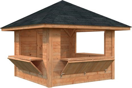 Marktstand Palmako Bianca Set 106 aus Fichtenholz in Braun mit Pyramidendach, B/T/H: 300 x 300 x 319 cm - Bild 1