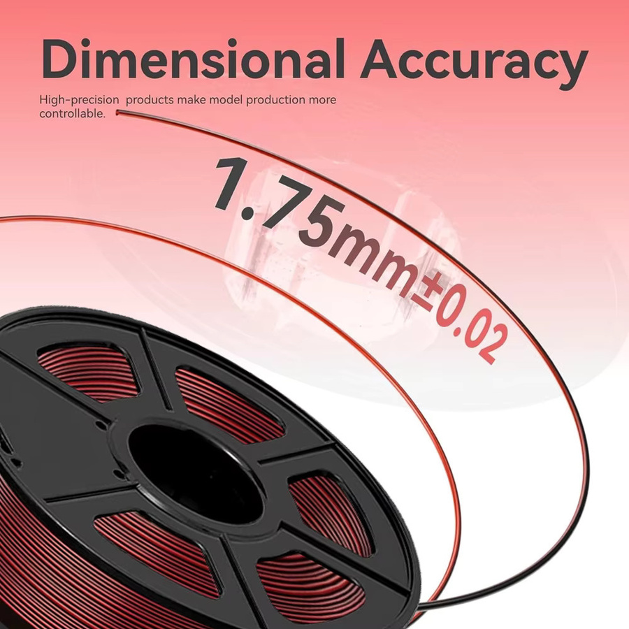 DINGSUN 3D Seiden Dual-Color PLA Filament 2-in-1 Chrom-Koextrusion Farbwechsel Schwarz-Lila 1,75 mm - Bild 5