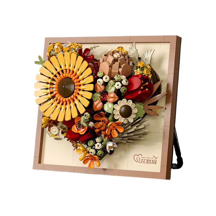 KNEW BUILT 3D-Fotorahmen-Ornament mit Blumen-Bausteinen als DIY-Dekor und Lernspielzeug in Mehrfarbig - Bild 2