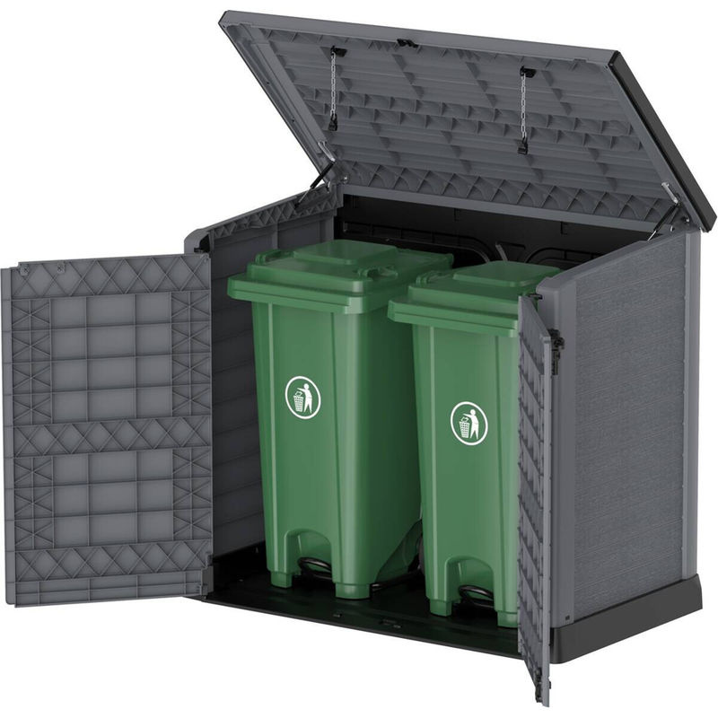 VCM StoreAway Mülltonnenbox für 2 Tonnen aus Kunststoff in Grau, B/H/L: 145 x 125 x 83 cm - Bild 2