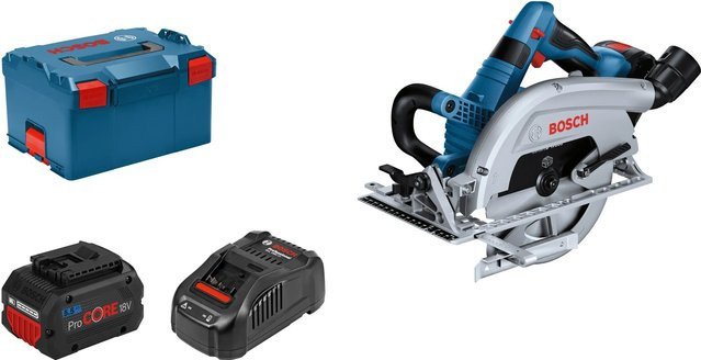 Bosch Professional Akku-Handkreissäge GKS 18V-70 L mit 2 x 5 Ah Akkus in L-Boxx, Blau - Bild 1