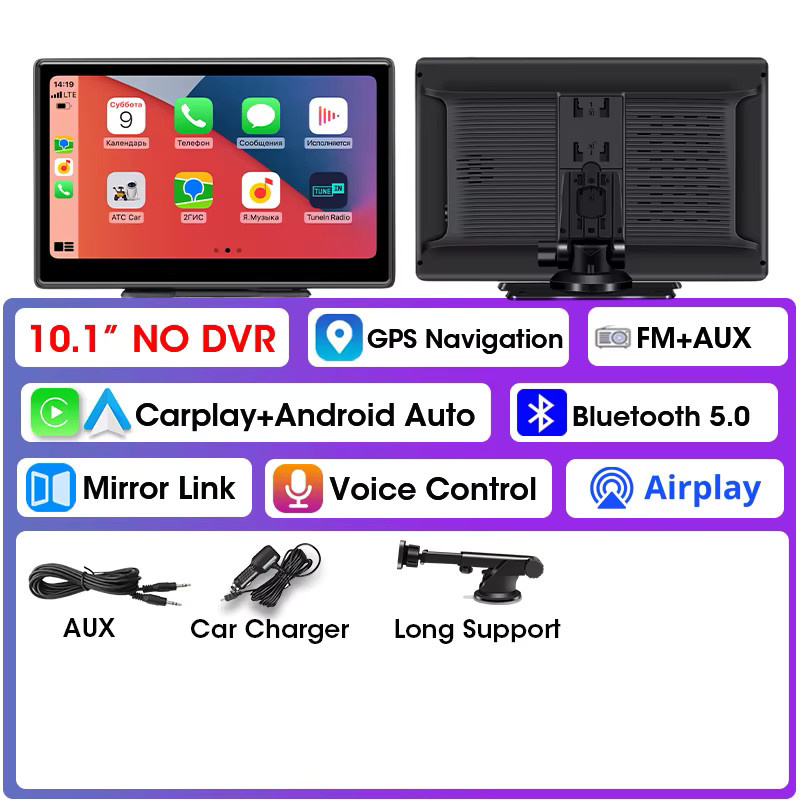 Srnubi 7/10 Zoll Carplay Smart Screen Wireless Multimedia Player mit Android Auto und AUX in Schwarz - Bild 6