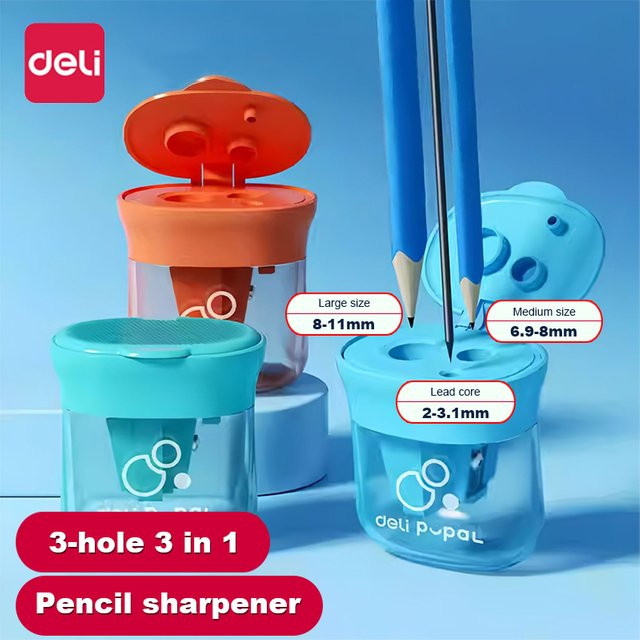 Deli 3-in-1 Multifunktions-Bleistiftspitzer mit drei Löchern für Schule und Büro - Bild 1