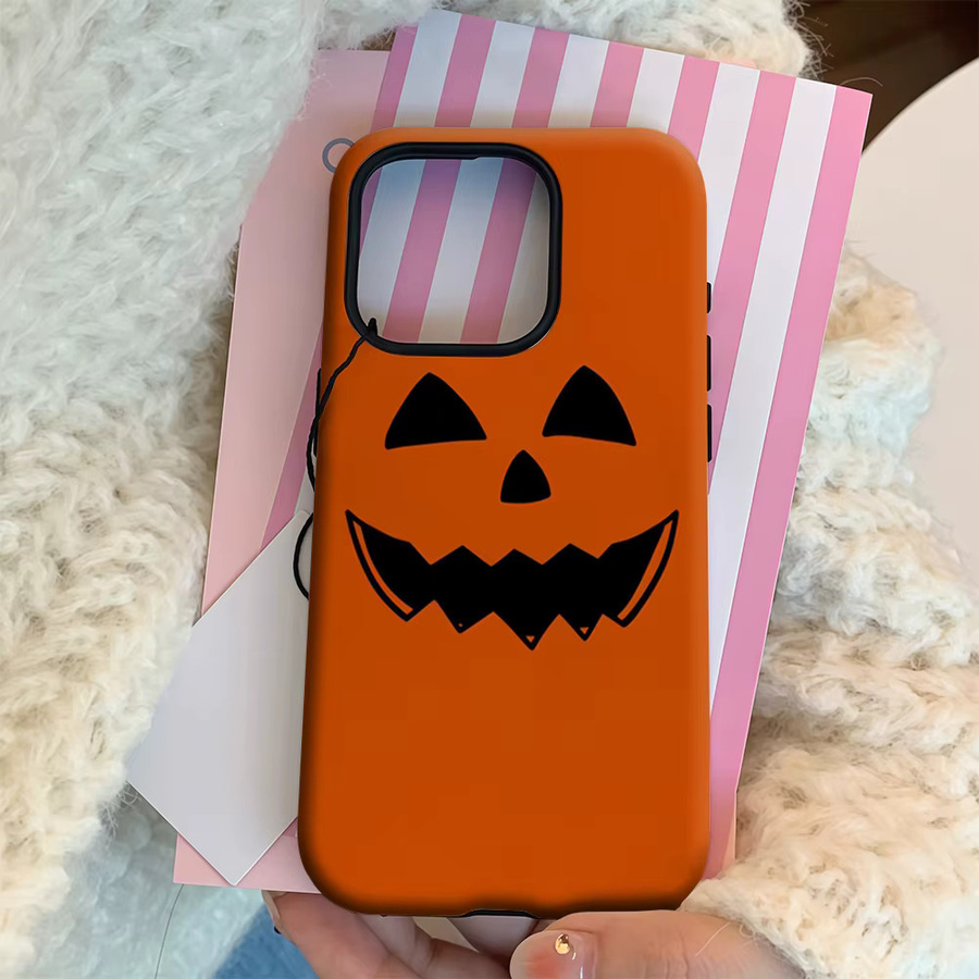 Halloween Pumpkin Grin Handyhülle für iPhone 17 16 15 14 13 12 11 Pro Max Plus mit doppelschichtiger Rückseite in Orange - Bild 4