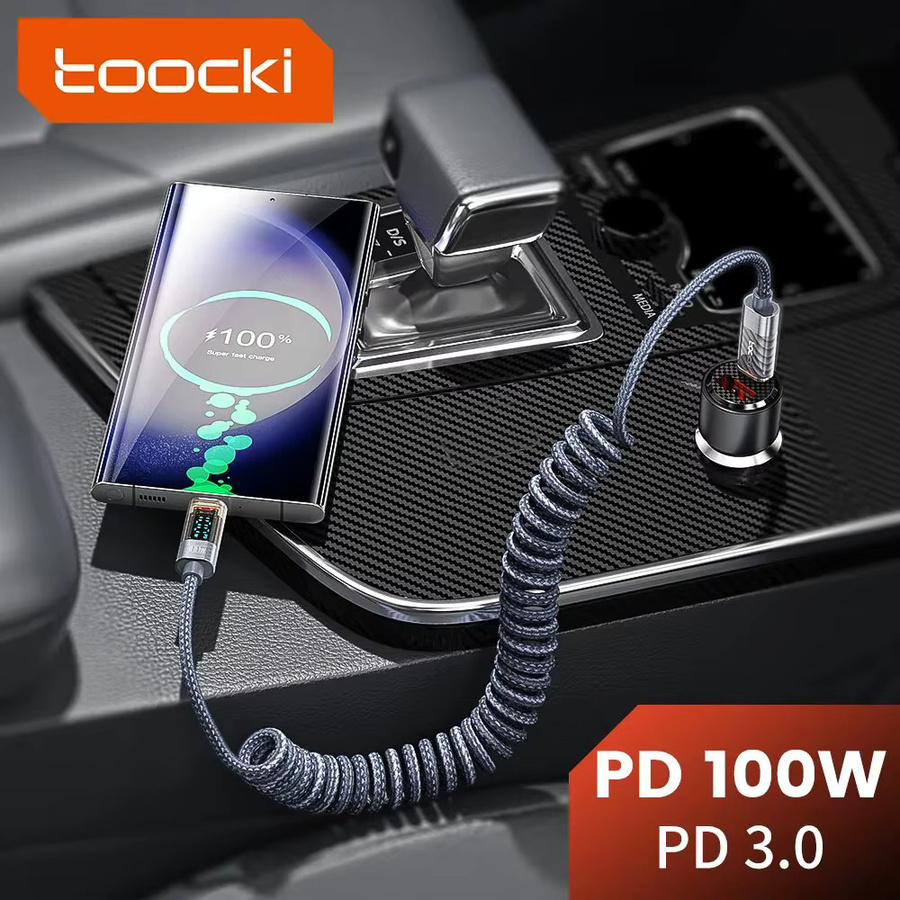 Toocki USB-C auf USB-C Kabel mit Display, 100 W Schnellladegerät, transparent Blau - Bild 2