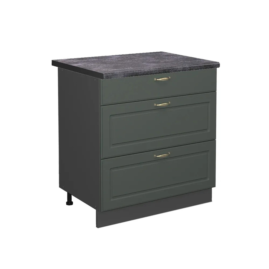 Vicco Küchenunterschrank Fame-Line in Grün-Gold und Anthrazit im Landhausstil mit 3 Soft-Close-Schubladen, Breite: 80 cm, Höhe: 82 cm, Tiefe: 50 cm - Bild 2