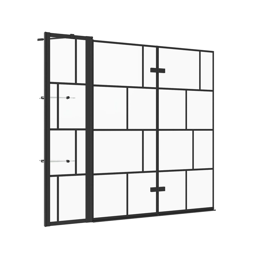 Aquabatos Badewannenaufsatz Duschwand aus Glas in Schwarz, 3-teilig, Faltwand mit Easy-Clean-Beschichtung, B: 150 cm, H: 140 cm - Bild 2