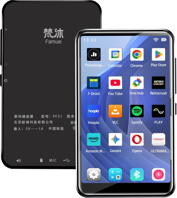 Famue PF31 Android MP3-Player mit 4 Zoll Display, 4GB RAM, 32GB ROM, Bluetooth und WLAN in Schwarz - Bild 1
