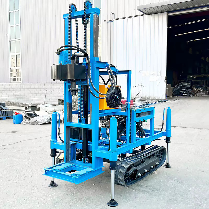 Relied Dieselbetriebene Raupen-Tiefbrunnenbohrmaschine mit Schlammpumpe für 100–200 m Tiefe in Blau - Bild 2