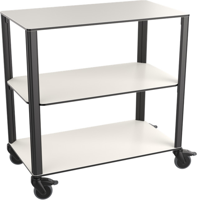 QUATRO Eleganter Servierwagen aus Holz mit 3 Ebenen und Rollen, Weiß, B/T/H: 90 x 51 x 92 cm - Bild 1