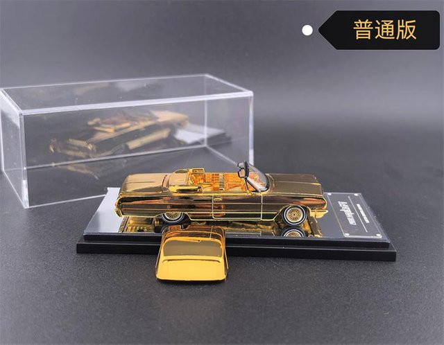 Linyi Toy Car Impala Lowrider, Modellauto, 1:64, Grau, Galvanisiert Gold, Druckguss - Bild 1
