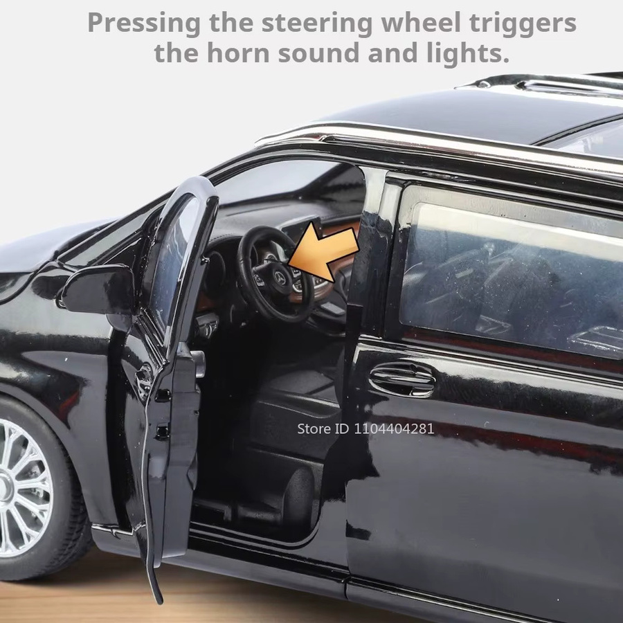 MAKEDA V260L Vellfire Diecast Legierung Modelle, 1:24, mit Licht und Sound, Schwarz - Bild 2