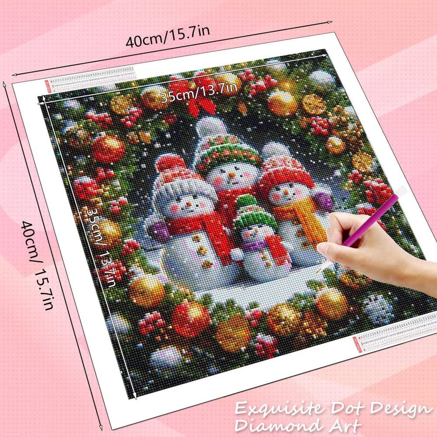HUACAN Diamantmalerei Set Schneemann Landschaft mit Weihnachtsbaum als Wanddekor, Multicolor, 20 x 20 cm - Bild 2