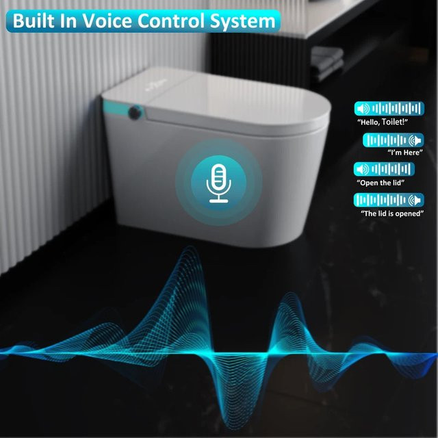 Intelligente Toilette von FULANG mit integriertem Bidet, beheiztem Sitz und Sprachsteuerung in Weiß - Bild 1