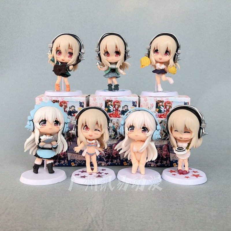 Super Sonico Anime Figur Q-Version Bademode Maid Modell aus Kunststoff, Bandai, mehrfarbig, Höhe: 10 cm - Bild 1